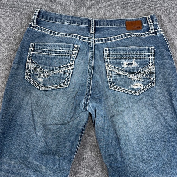 BKE Denim Jeans Mens 36R (36x31) Blue Denim Medium Wash Seth Distressed Bootleg - Picture 12 of 13